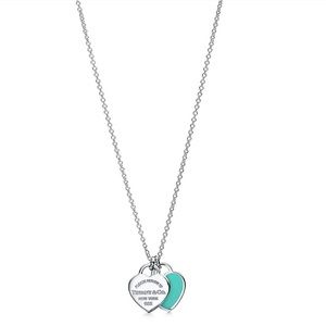 Tiffany Blue-Double Heart Tag Pendant necklace